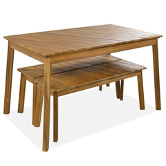 Bellemave® 3 - Pieces Acacia Wood Table Bench Dining Set,2 Benches and Picnic Beer Table - Bellemave