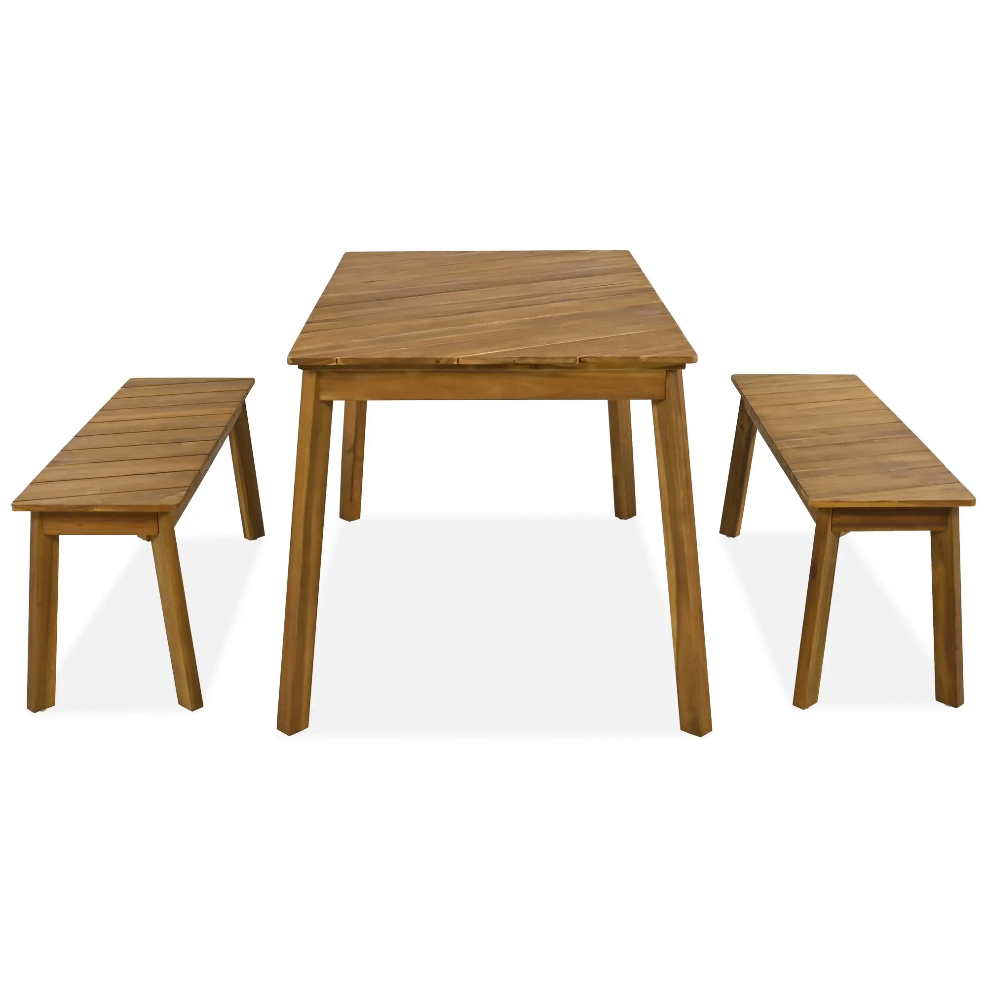 Bellemave® 3 - Pieces Acacia Wood Table Bench Dining Set,2 Benches and Picnic Beer Table - Bellemave