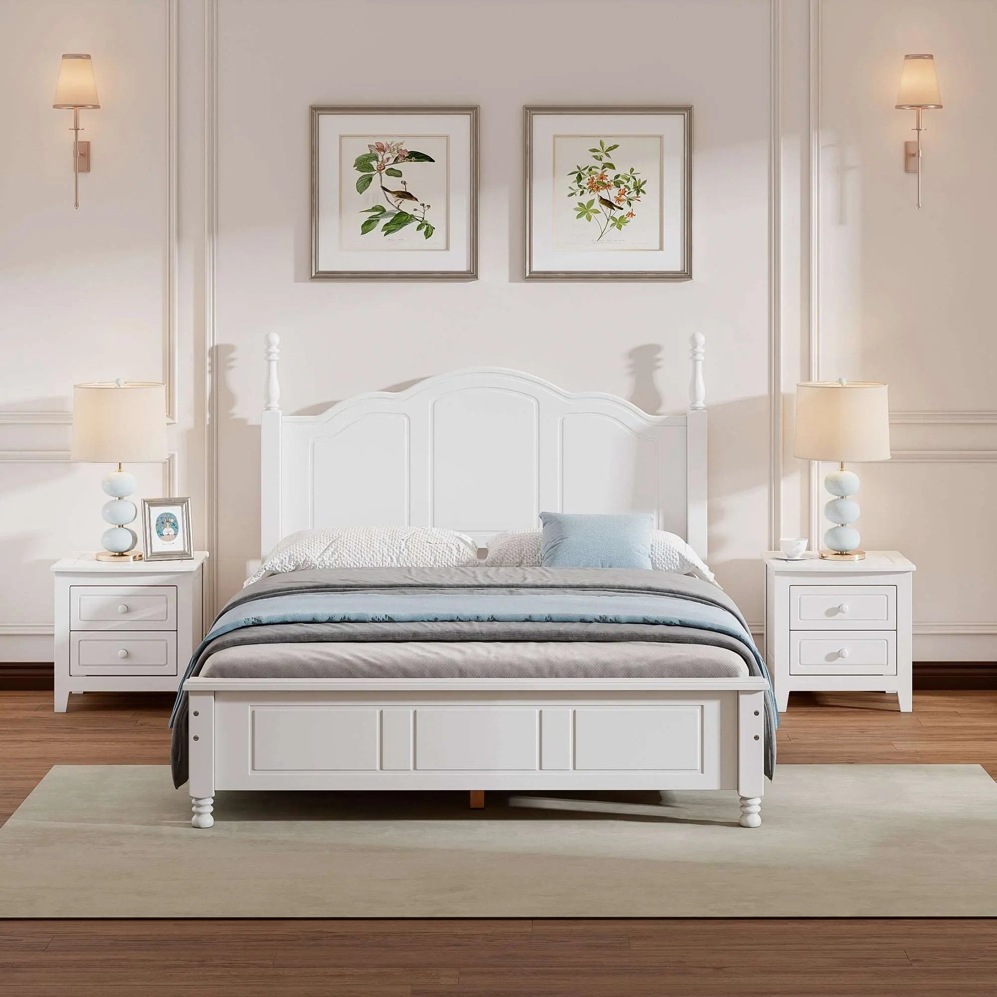 Bellemave® 3 - Pieces Bedroom Sets,Wood Platform Bed and Two Nightstands - Bellemave