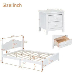 Bellemave® 3 - Pieces Bedroom Sets,Wood Platform Bed and Two Nightstands - Bellemave