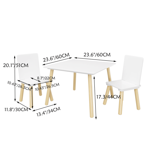 Bellemave® 3 Pieces Toddler Table and Chair Set - Bellemave