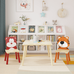 Bellemave® 3 Pieces Toddler Table and Chair Set(Bear&Tiger) - Bellemave
