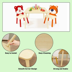 Bellemave® 3 Pieces Toddler Table and Chair Set(Bear&Tiger) - Bellemave