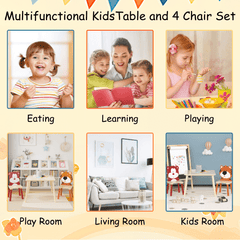 Bellemave® 3 Pieces Toddler Table and Chair Set(Bear&Tiger) - Bellemave