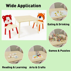 Bellemave® 3 Pieces Toddler Table and Chair Set(Bear&Tiger) - Bellemave