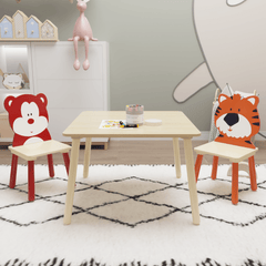 Bellemave® 3 Pieces Toddler Table and Chair Set(Bear&Tiger) - Bellemave