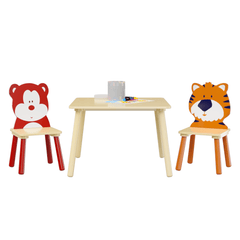 Bellemave® 3 Pieces Toddler Table and Chair Set(Bear&Tiger) - Bellemave