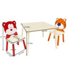 Bellemave® 3 Pieces Toddler Table and Chair Set(Bear&Tiger) - Bellemave