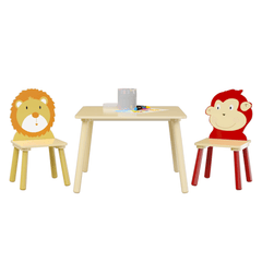 Bellemave® 3 Pieces Toddler Table and Chair Set(Lion&Monkey) - Bellemave