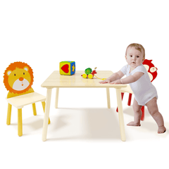 Bellemave® 3 Pieces Toddler Table and Chair Set(Lion&Monkey) - Bellemave