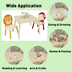 Bellemave® 3 Pieces Toddler Table and Chair Set(Lion&Monkey) - Bellemave