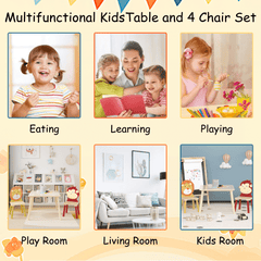 Bellemave® 3 Pieces Toddler Table and Chair Set(Lion&Monkey) - Bellemave