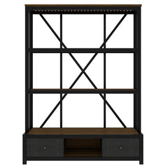 Bellemave® 3 - Shelf Metal Vintage Industrial Style Bookcase with Drawers and LED Light - Bellemave