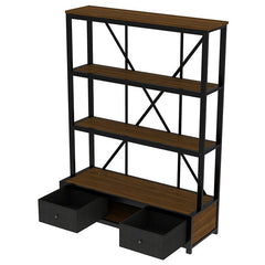 Bellemave® 3 - Shelf Metal Vintage Industrial Style Bookcase with Drawers and LED Light - Bellemave