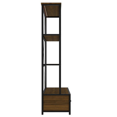 Bellemave® 3 - Shelf Metal Vintage Industrial Style Bookcase with Drawers and LED Light - Bellemave