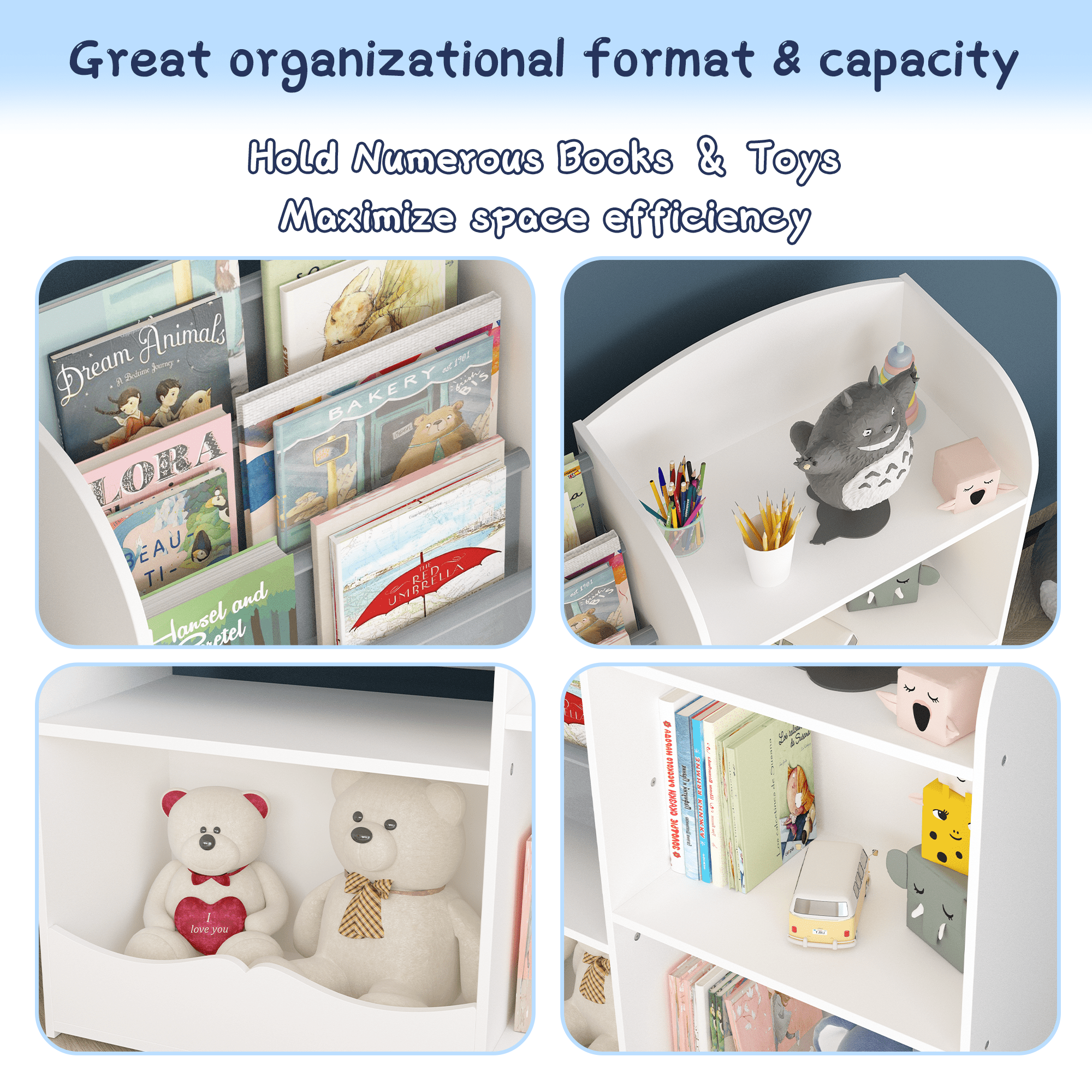Bellemave® 3 Tier Kids Bookshelf and Toy Organizer - Bellemave