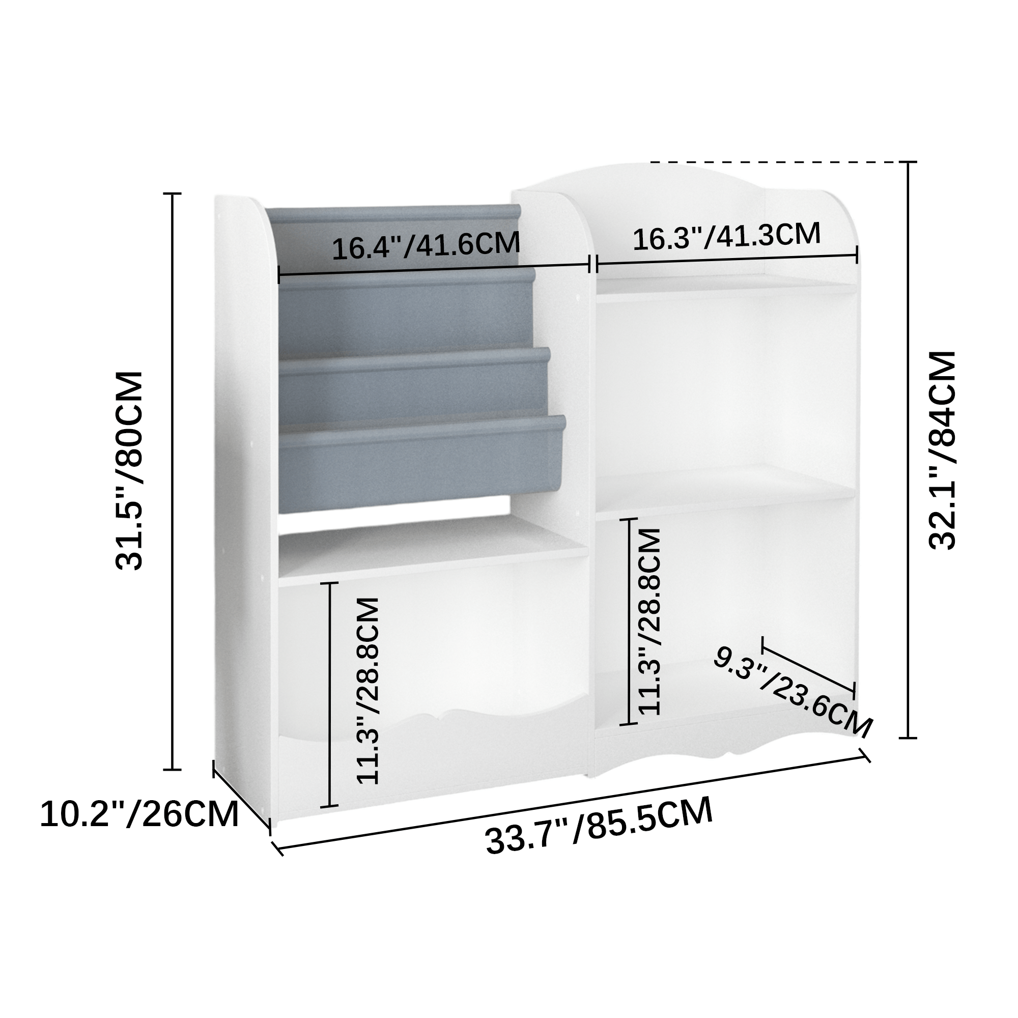 Bellemave® 3 Tier Kids Bookshelf and Toy Organizer - Bellemave