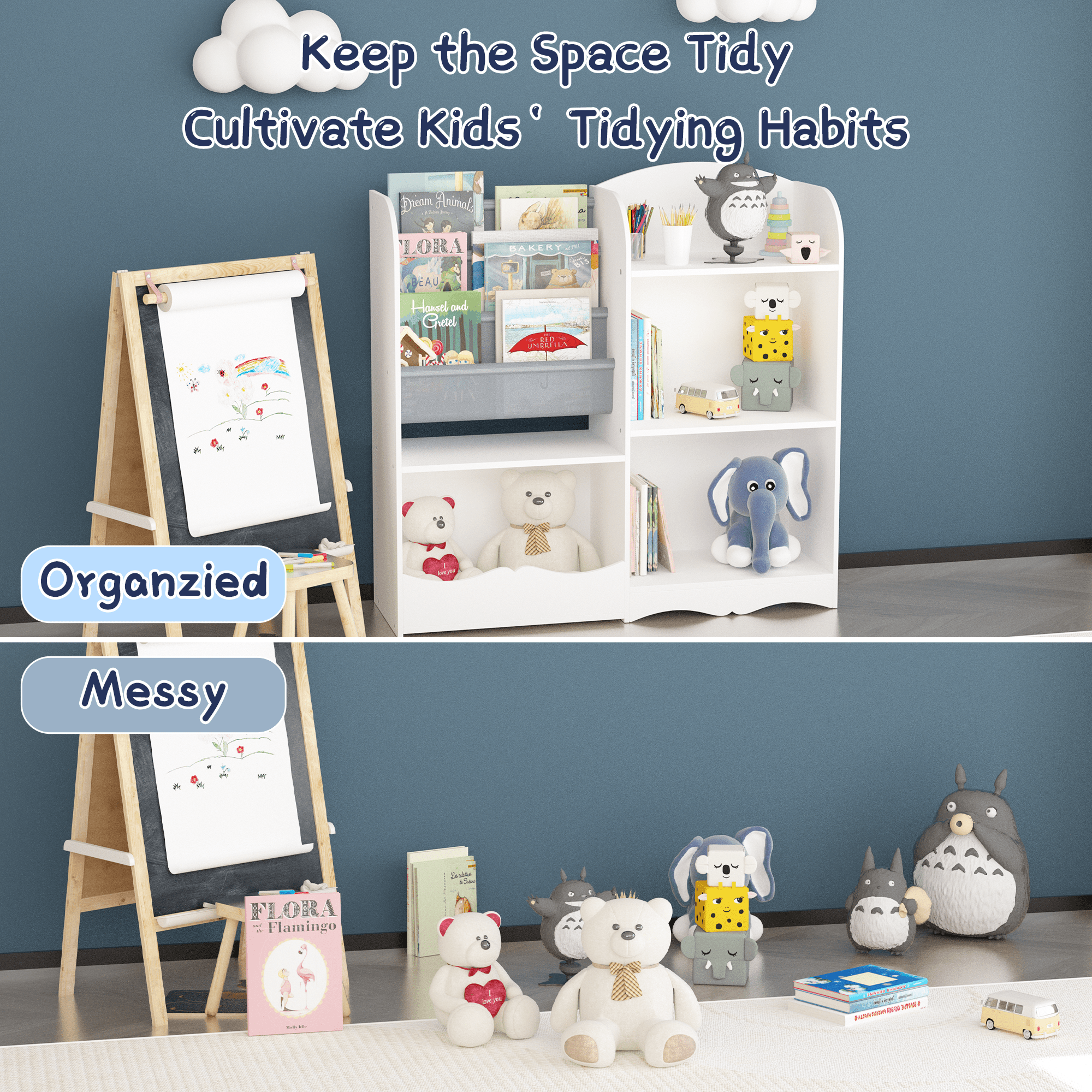 Bellemave® 3 Tier Kids Bookshelf and Toy Organizer - Bellemave
