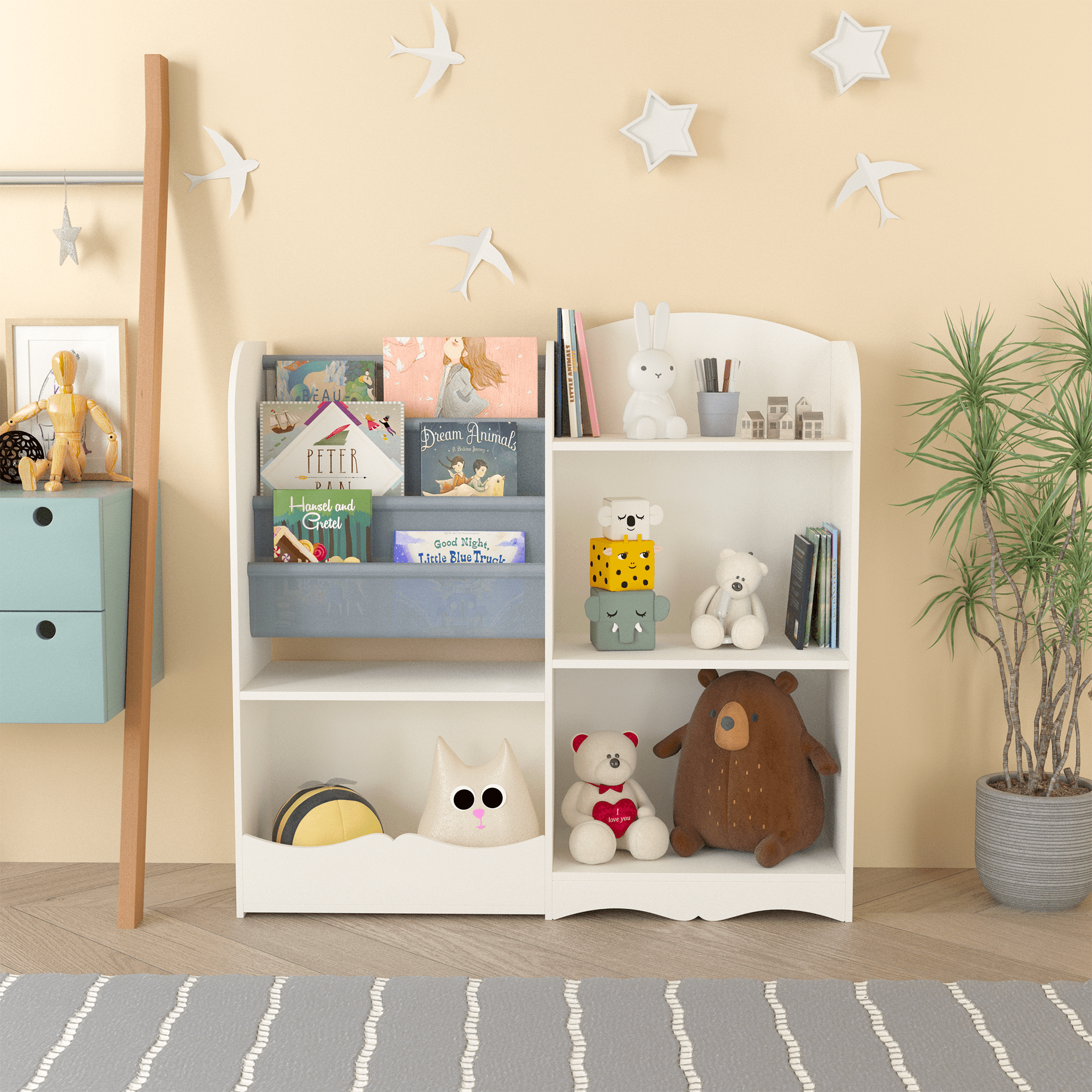 Bellemave® 3 Tier Kids Bookshelf and Toy Organizer - Bellemave
