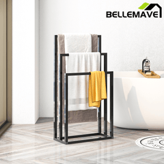 Bellemave® 3 - Tier Metal Towel Rack 3 Bars Freestanding Towel Holder Drying Shelf Stand Towel Bar Storage Ladder Bathroom Accessories Organizer Bath Storage,Hand Towel,Washcloth,Kitchen Cloth - Bellemave