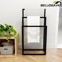 Bellemave® 3 - Tier Metal Towel Rack 3 Bars Freestanding Towel Holder Drying Shelf Stand Towel Bar Storage Ladder Bathroom Accessories Organizer Bath Storage,Hand Towel,Washcloth,Kitchen Cloth - Bellemave