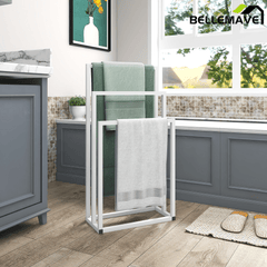 Bellemave® 3 - Tier Metal Towel Rack 3 Bars Freestanding Towel Holder Drying Shelf Stand Towel Bar Storage Ladder Bathroom Accessories Organizer Bath Storage,Hand Towel,Washcloth,Kitchen Cloth - Bellemave