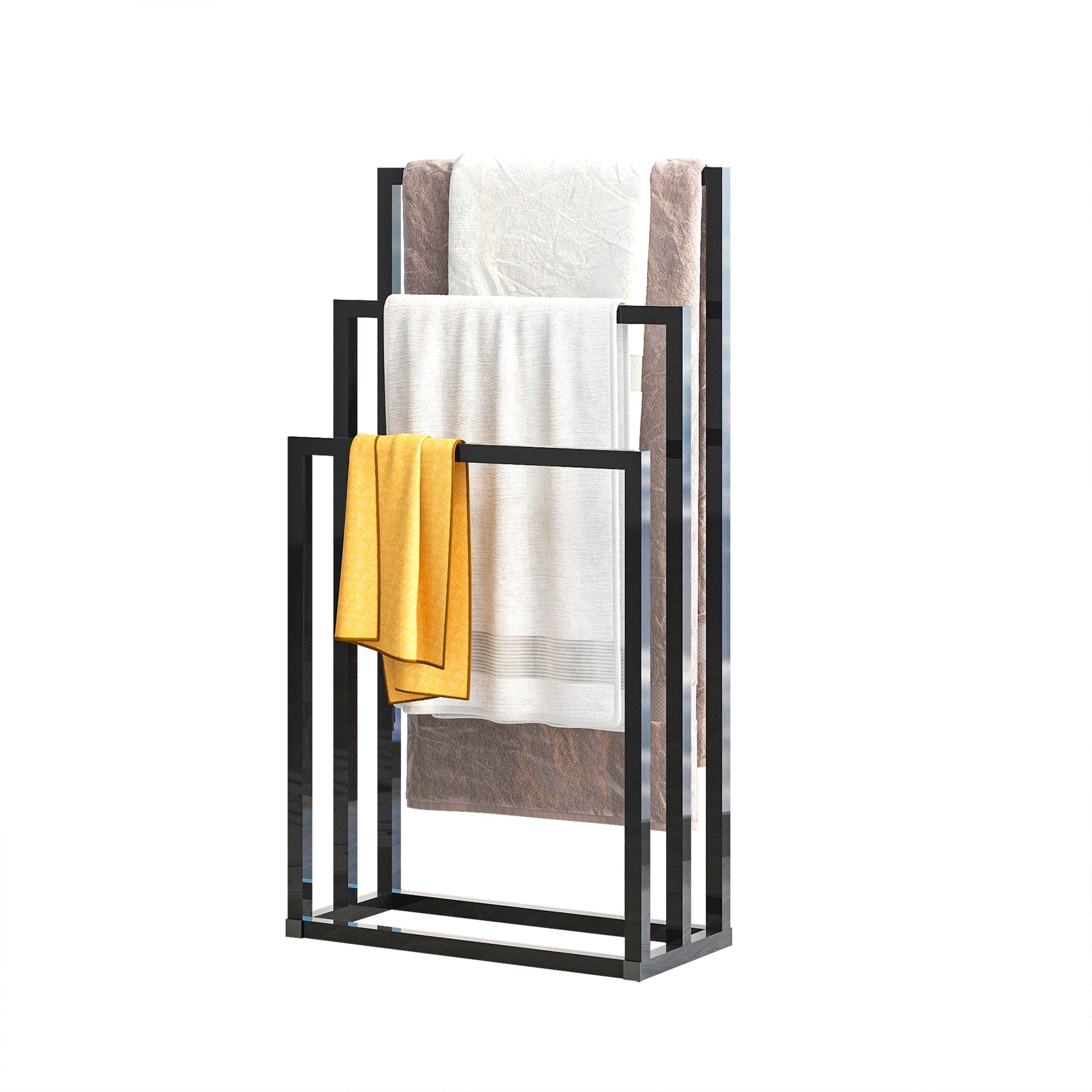 Bellemave® 3 - Tier Metal Towel Rack 3 Bars Freestanding Towel Holder Drying Shelf Stand Towel Bar Storage Ladder Bathroom Accessories Organizer Bath Storage,Hand Towel,Washcloth,Kitchen Cloth - Bellemave