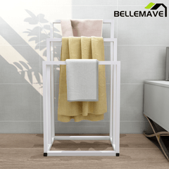 Bellemave® 3 - Tier Metal Towel Rack 3 Bars Freestanding Towel Holder Drying Shelf Stand Towel Bar Storage Ladder Bathroom Accessories Organizer Bath Storage,Hand Towel,Washcloth,Kitchen Cloth - Bellemave