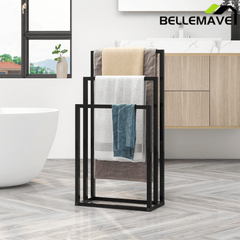 Bellemave® 3 - Tier Metal Towel Rack 3 Bars Freestanding Towel Holder Drying Shelf Stand Towel Bar Storage Ladder Bathroom Accessories Organizer Bath Storage,Hand Towel,Washcloth,Kitchen Cloth - Bellemave