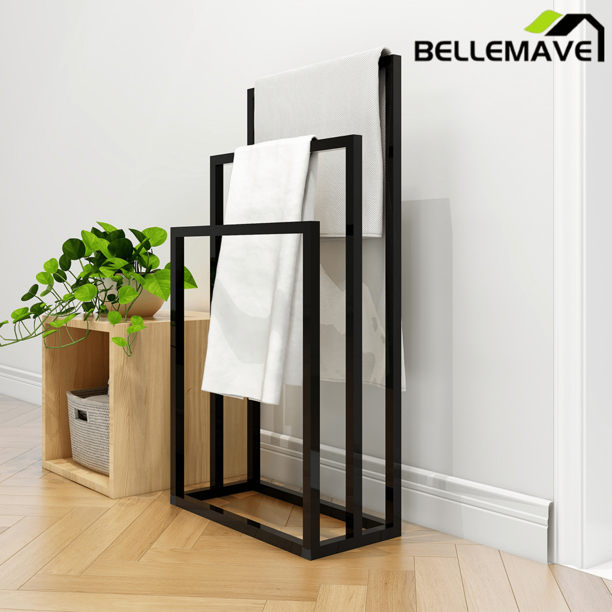 Bellemave® 3 - Tier Metal Towel Rack 3 Bars Freestanding Towel Holder Drying Shelf Stand Towel Bar Storage Ladder Bathroom Accessories Organizer Bath Storage,Hand Towel,Washcloth,Kitchen Cloth - Bellemave