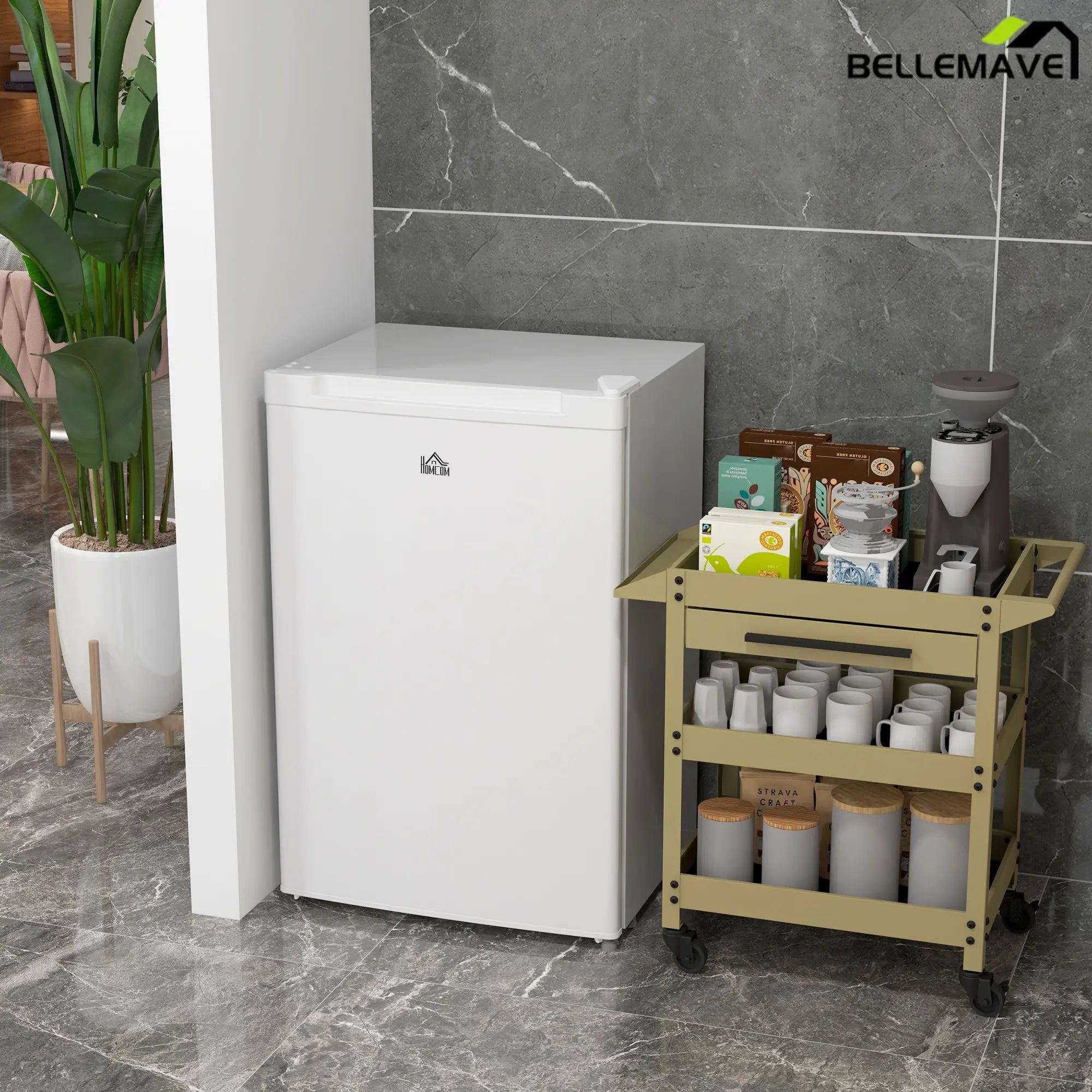 Bellemave® 3.0 Cubic Feet Compact Mini Freezer with Reversible Single Door and Adjustable Thermostat,White - Bellemave