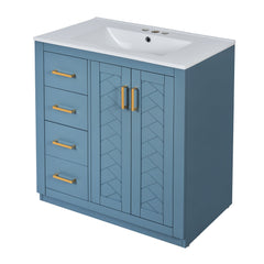 Bellemave® 30 inch Bathroom Vanity with Sink & Countertop,Solid Wood Frame Bathroom Cabinet with Sink,Modern Sink Storage Cabinet with 3 Drawers & Soft Closing Doors - Bellemave