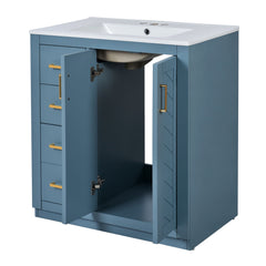 Bellemave® 30 inch Bathroom Vanity with Sink & Countertop,Solid Wood Frame Bathroom Cabinet with Sink,Modern Sink Storage Cabinet with 3 Drawers & Soft Closing Doors - Bellemave