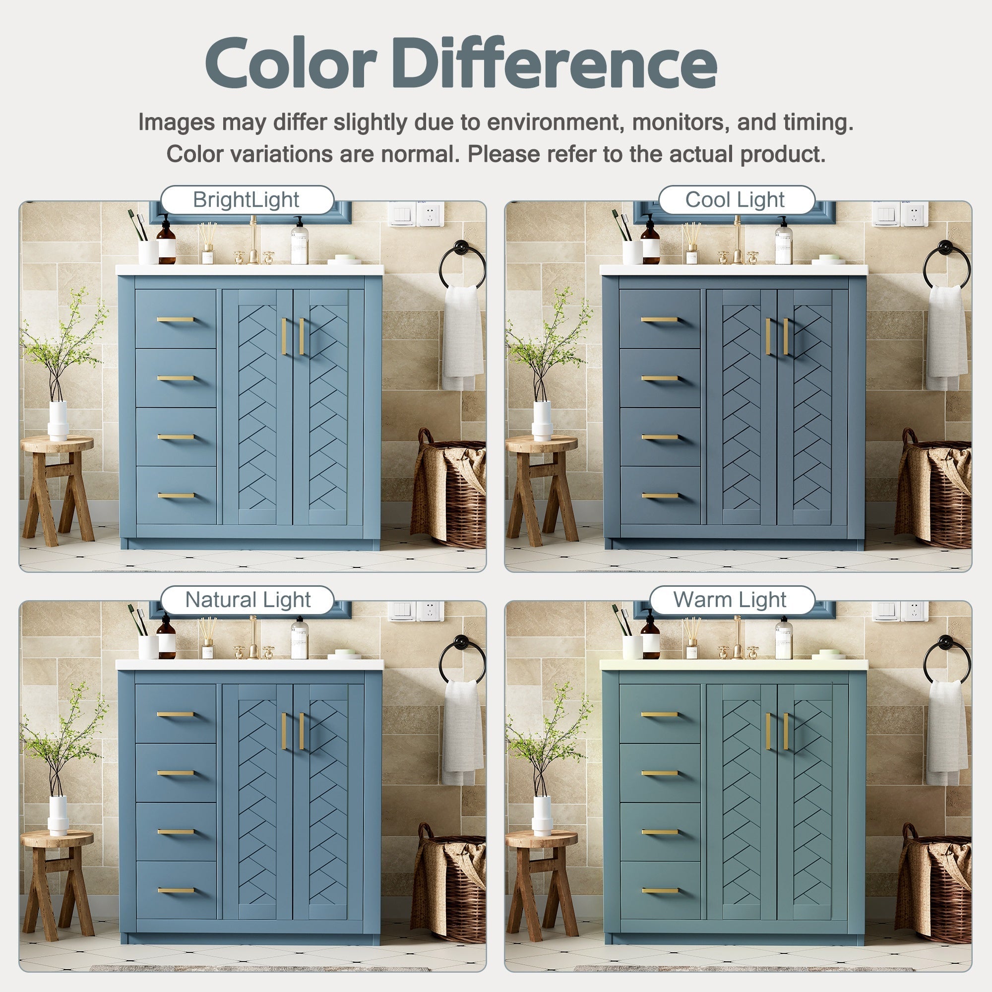 Bellemave® 30 inch Bathroom Vanity with Sink & Countertop,Solid Wood Frame Bathroom Cabinet with Sink,Modern Sink Storage Cabinet with 3 Drawers & Soft Closing Doors - Bellemave