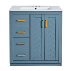 Bellemave® 30 inch Bathroom Vanity with Sink & Countertop,Solid Wood Frame Bathroom Cabinet with Sink,Modern Sink Storage Cabinet with 3 Drawers & Soft Closing Doors - Bellemave