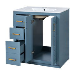 Bellemave® 30 inch Bathroom Vanity with Sink & Countertop,Solid Wood Frame Bathroom Cabinet with Sink,Modern Sink Storage Cabinet with 3 Drawers & Soft Closing Doors - Bellemave