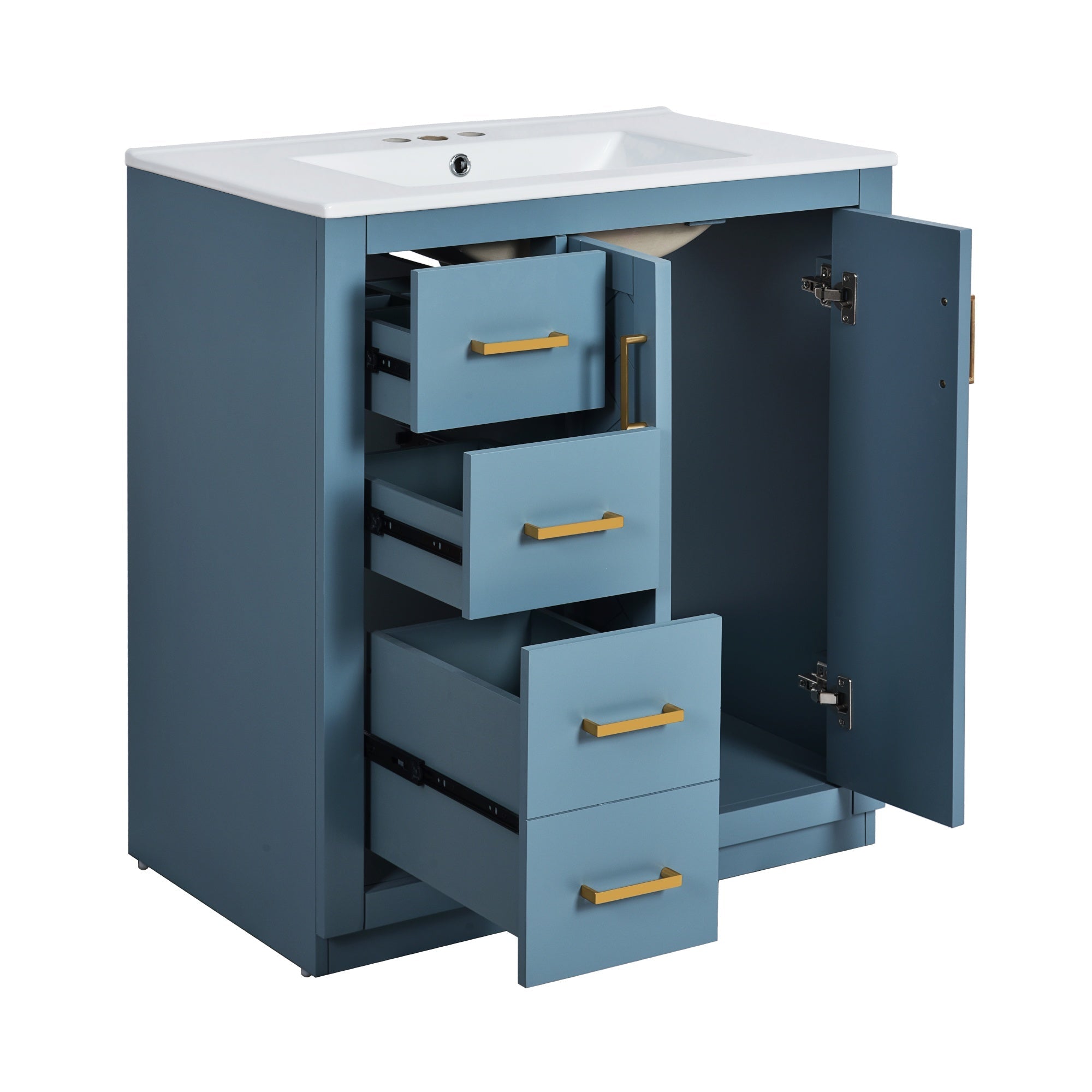 Bellemave® 30 inch Bathroom Vanity with Sink & Countertop,Solid Wood Frame Bathroom Cabinet with Sink,Modern Sink Storage Cabinet with 3 Drawers & Soft Closing Doors - Bellemave