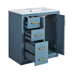 Bellemave® 30 inch Bathroom Vanity with Sink & Countertop,Solid Wood Frame Bathroom Cabinet with Sink,Modern Sink Storage Cabinet with 3 Drawers & Soft Closing Doors - Bellemave