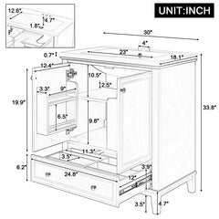 Bellemave® 30" Multi - functional Bathroom Vanity with Doors and Drawer - Bellemave