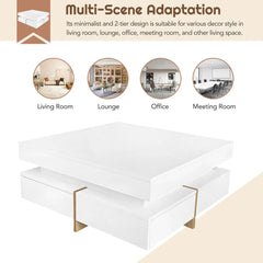 Bellemave® 31.5" Multi - Storage Square Cocktail Tea Table with 4 Drawers and Wood Grain Legs - Bellemave