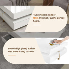 Bellemave® 31.5" Multi - Storage Square Cocktail Tea Table with 4 Drawers and Wood Grain Legs - Bellemave