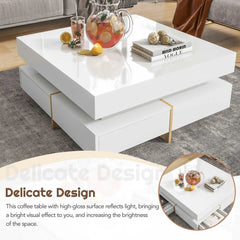 Bellemave® 31.5" Multi - Storage Square Cocktail Tea Table with 4 Drawers and Wood Grain Legs - Bellemave