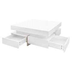 Bellemave® 31.5" Multi - Storage Square Cocktail Tea Table with 4 Drawers and Wood Grain Legs - Bellemave