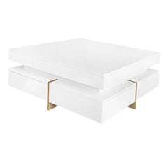 Bellemave® 31.5" Multi - Storage Square Cocktail Tea Table with 4 Drawers and Wood Grain Legs - Bellemave