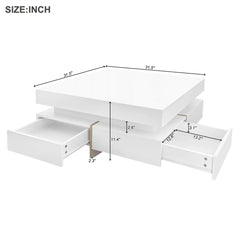 Bellemave® 31.5" Multi - Storage Square Cocktail Tea Table with 4 Drawers and Wood Grain Legs - Bellemave