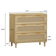 Bellemave® 31.50" 3 Drawers Rattan Storage Cabinet Rattan Drawer - Bellemave