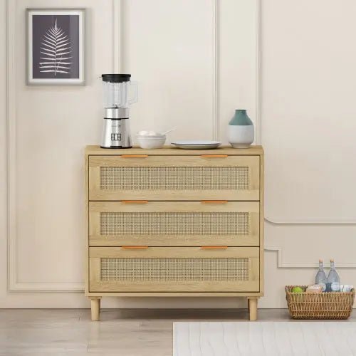Bellemave® 31.50" 3 Drawers Rattan Storage Cabinet Rattan Drawer - Bellemave