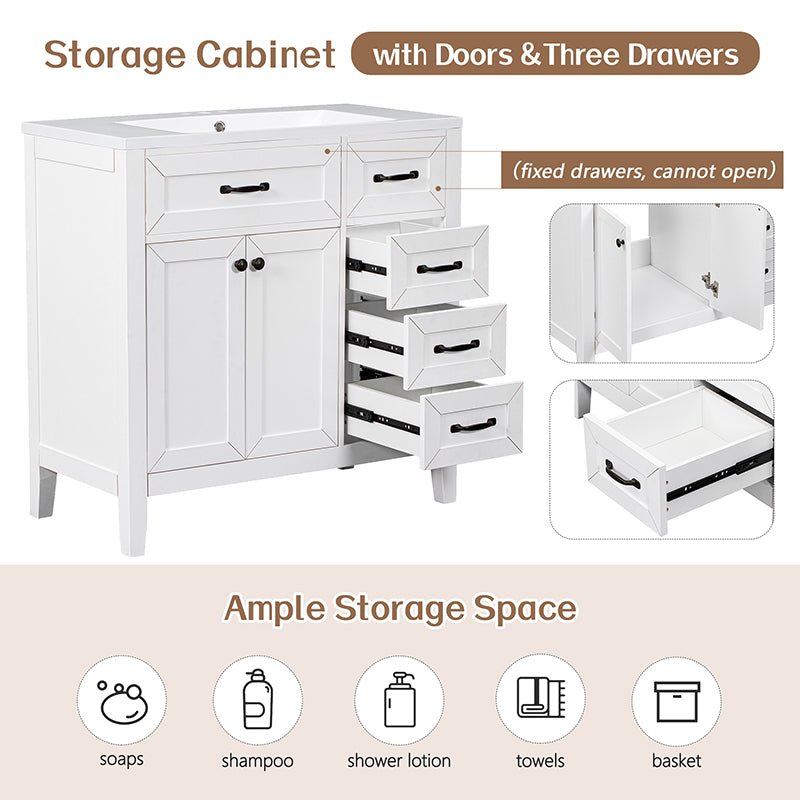 Bellemave® 36" Bathroom Vanity with Sink Combo and Drawers - Bellemave