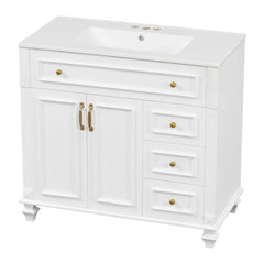Bellemave® 36" Bathroom Vanity with Sink, Flip - Out Drawer, 3 Drawers, 2 Soft - Close Doors,Elegant Gold Hardware - Bellemave