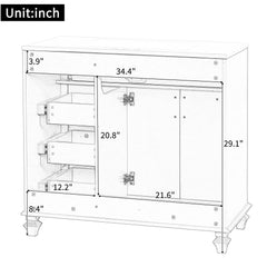 Bellemave® 36" Bathroom Vanity with Sink, Flip - Out Drawer, 3 Drawers, 2 Soft - Close Doors,Elegant Gold Hardware - Bellemave
